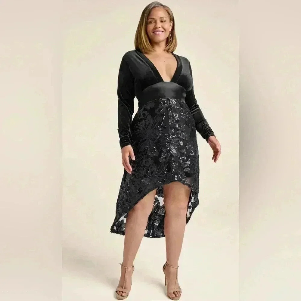 Sequin Lace High-Low Dress